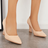 Girlfairy Women Pointed Toe Block High Heel Pumps Dress Shoes