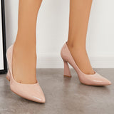 Girlfairy Women Pointed Toe Block High Heel Pumps Dress Shoes