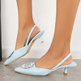 Girlfairy Sunflower Rhinestone Kitten Heel Pumps Slingback Sandals