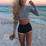 Girlfairy 2023 Summer Hot Women Blend Short Pants Contrast Binding Side Split Elastic Waist Patchwork Casual Beach Party Shorts