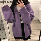 Thicken Solid Oversized Sweater Hooded Coat Korean Pockets Long Sleeve Jacket Autumn Winter Knitted Cardigan