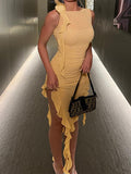 Girlfairy 2024 New Fshion Dress mini dress elegantAsymmetric Sheer Mesh Mini Dress