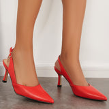 Girlfairy Women's Slingback Buckle Pumps Pointed Toe High Heel Dress Shoes