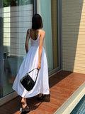 Girlfairy Summer Dress Summer outfit Patchwork Pockets Cotton Cami Midi Dress