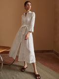 Girlfairy Summer Dress Summer outfit Pure Cotton Belted Midi Dress