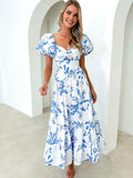 Girlfairy Summer Dress Summer outfit Puff Sleeve Twist Detail Midi Dress