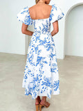 Girlfairy Summer Dress Summer outfit Puff Sleeve Twist Detail Midi Dress