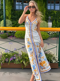 Girlfairy Summer Dress Summer outfit Casual Floral Printed Halter Long Dress