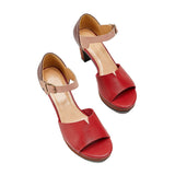 Girlfairy Women Vintage Leather Ankle Strap High Heel Leather Sandals Pumps Imily Bela