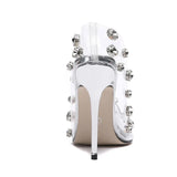 Girlfairy Design Rivet Crystal Women Pumps PVC Transparent High Heels Sexy Nightclub Prom Female Sandals Wedding Shoes