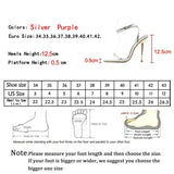 Girlfairy Crystal Sexy Women Sandals Metal High Heels Ankle Buckle Strap Gladiator Ladies Pumps Stiletto Nightclub Party Shoes