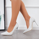 Girlfairy Women Rhinestone High Heel Pumps Pointed Toe Stilettos Party Shoes