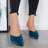 Girlfairy Women Pointed Toe Slip on Mules Pumps Kitten Heel Slide Dress Shoes