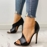 Girlfairy Women's Cutout Peep Toe Thin Heeled Stiletto Heel Leather Heels Pumps
