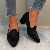Girlfairy Spring Fashion Suede High Heels Women's Shoes Black Crude Heel Work Shoes Ladies Pointed Toe Sexy Dress Pumps Size 35-41