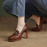 Girlfairy New Fashion Spring Autumn luxury Pumps Women High Heels Shoes Chunky Heels Designer Loafers Platform Black Brown