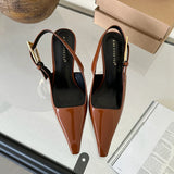 Girlfairy Spring New Band Women Pumps Shoes Fashion Shallow Slip On Slingback Sandals Thin High Heel Dress Sexy Pumps Shoes
