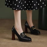 Girlfairy New Fashion Spring Autumn luxury Pumps Women High Heels Shoes Chunky Heels Designer Loafers Platform Black Brown