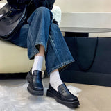 Girlfairy Futurecen  Style Square Toe Loafers Women 2023 Spring Patent Leather Platform Pumps Woman Slip On Thick Heels Oxford Shoes Jk Shoes