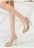Girlfairy Futurecen Sexy Peep toe Transparent PVC Women Pumps Luxury Crystal Tassel Slingbacks thin High heels Spring Summer Wedding Party Shoes