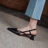 Girlfairy Spring Summer Women Sandals Elegant Concise Office Ladies Square Toe High Heels Genuine Leather Shoes Woman Pumps Sandals