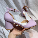 Girlfairy Summer Women Mary Jane Real Pig Leather Shoes High Heels Round Heel Shoes Ballet Ankle Strap Pumps Ninja Split Toe Sandals