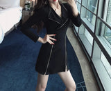 Girlfairy 2024 Spring and Summer outfitKorean Elegant Sexy Short Dresses Two-piece  New Autumn Fashion Slim Long Sleeves Short Pants Sets Black Clothes for Women