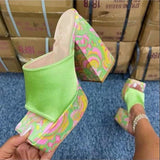 Girlfairy Chunky Platform High Heels Sandals Women 2024 Summer Thick Heeled Beach Slippers Woman Plus Size 43 Outdoor Slides Flip Flops