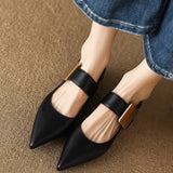 Girlfairy Women Nature Suede High Thick Heels SmallHut New Spring Black Apricot Square Toe Pumps Elegant Lady Metal Decoration Shoes