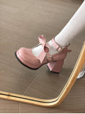 Girlfairy Futurecen Spring Lolita Women's Mary Jane Shoes Fashion Shallow Thick High Heels Pumps Ladies Elegant Buckle Single Shoes