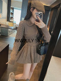 Girlfairy 2023 Autumn Preppy Style Knitted Clothing Suit Woman Slim Kawaii Swearter Tops Casual Y2k Mini Skirt Woman Fashion 2 Piece Set