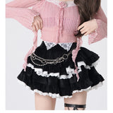 Girlfairy Vintage Velvet Skirt Women Kawaii High Waist A-line Patchwork Lolita Mini Ruffles Skirt Autumn Winter Japanese Y2k