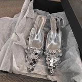 Girlfairy Lightweight and Comfortable Women's High Heels with Sequin Decorations and Pointed Toes  Heels