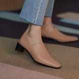 Girlfairy Spring Summer Arrive Dress Office Shoes Women Pumps Genuine Leather Shoes Square Toe High Heels Single Shoes Heels Women