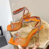 Girlfairy Futurecen  Summer Party Wedding Sandals Ladies 2024 Fashion Crystal Rhinestone  High Heels PVC Transparent Shoes Women Pumps