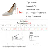 Girlfairy Luxury Gold Silver Women Pumps Shoes 2024 Spring Pointed Toe High Heels Party Wedding Shoes Woman Stiletto Heels Designer Shoes