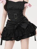 Girlfairy Gothic Lolita Skirt Women Japanese 2000s Style Y2k Lace Patchwork Bow Sexy Vintage Extreme Mini Skirt Spring Summer