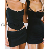 Back To School 2023 Woman Clothes Y2K Outfits Womens Dress Sexy Bodycon Sleeveless Chest Lace Splice
