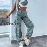 Back to School New Casual Pocket Loose Wide Leg Joggers Women Solid Color High Waist Sport Pant Fashion Cool Elastic Waist Y2k Hip Hop Trousers