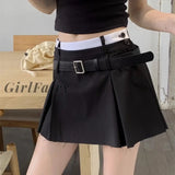 Back To School Preppy Pleated Mini Skirt For Women Korean Style Summer Patchwork High Waist Casual
