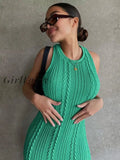 Back To School Sleeveless Round Neck Dress Womens 2023 New Autumn Fashion Casual Solid Color Knitted