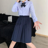 Back to School Uniform Pleated Skirt Women Japanese Fashion Cute High Waist Knee-length A-line Skirt for Girls Preppy Casual JK