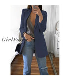 Girlfairy 2023 Autumn Solid Long Sleeve Womens Blazer Chic Cardigan Vintage Fashion Jacket For Women