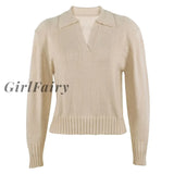 Girlfairy 2023 Autumn Winter Loose Knitted Sweater For Women Jumper Clothes Oversized Pullovers