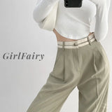 Girlfairy 2023 Autumn Winter Women Classic Soft Cozy Sweatpants High Waist Loose Wide Leg Trousers