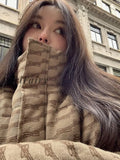 Girlfairy 2023 Autumn Winter Women Warm Thick Vintage Down Jacket Lapel Baggy Long Sleeve Female