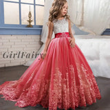 Girlfairy 2023 Christmas Girls Long Bridesmaid Dress Elegant Kids Clothes Children Wedding Formal