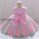 Girlfairy 2023 Christmas Infantil Flower Dress For Girls 1St Birthday Party Wedding Lace Tutu Kids