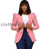 Girlfairy 2023 Fashion Women Suits Autumn Plus Size 3Xl Office Work Wears Slim Black White
