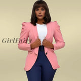 Girlfairy 2023 Fashion Women Suits Autumn Plus Size 3Xl Office Work Wears Slim Black White